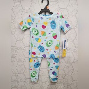 Nwt Unisex Boy or Girl Monster's Inc. 100% Cotton Easter Pajama set